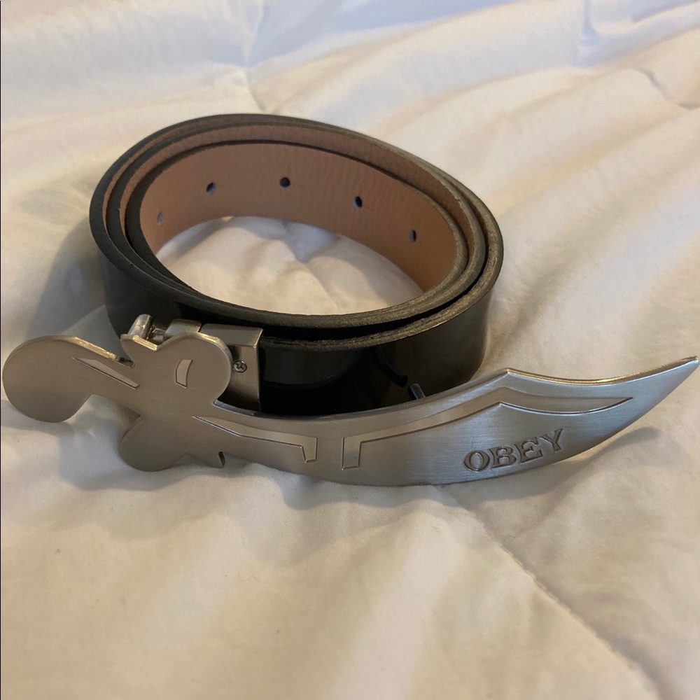 Rare Obey Sword Buckle Black Belt
